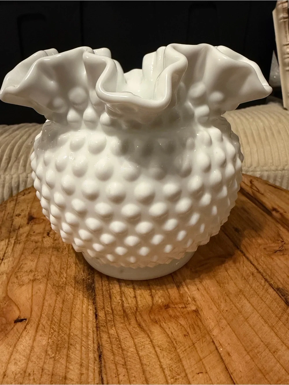 Vintage Hobnail Milk Glass Vase